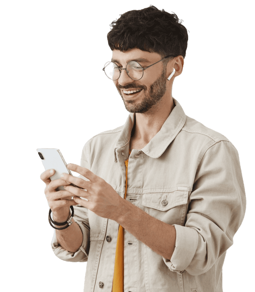 Client consultant les taux sur son téléphone